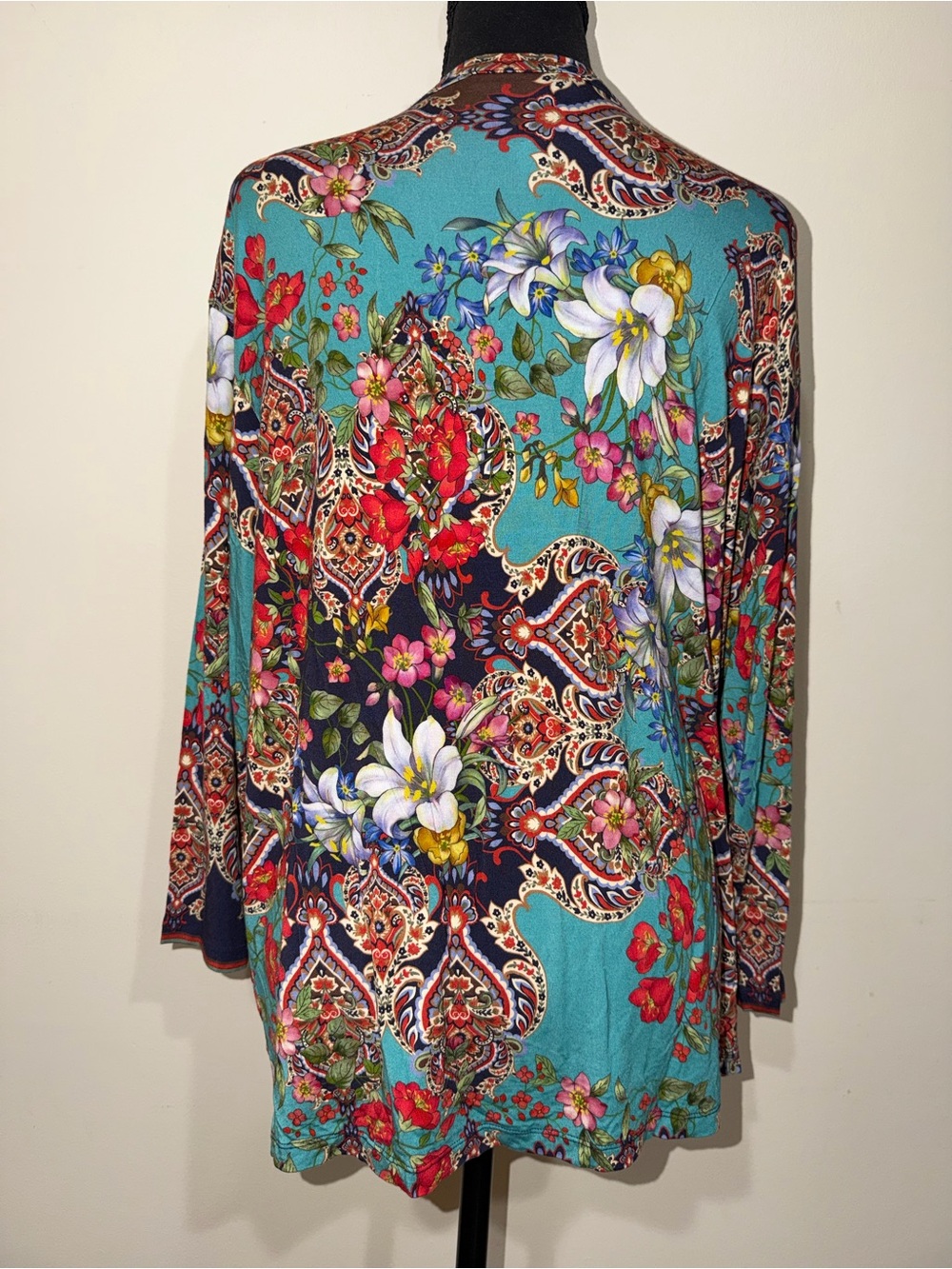 EUC Johnny Was Indi Flower Paisley 3/4 Sleeve Bamboo Henley Tunic - Picture 4 of 12